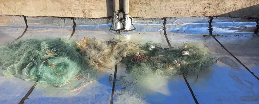 کشف ۷ هزار متر تور غیر مجاز صیادی در سد کوچری گلپایگان